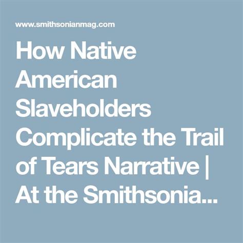 How Native American Slaveholders Complicate The Trail Of Tears