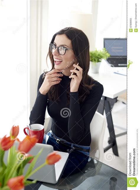Keeping In Touch With Clients Stock Image Image Of Marketing Smiling