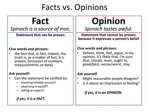 Examples Opinion Marking Signals Worksheets Fact Or Opinion 18 X 24