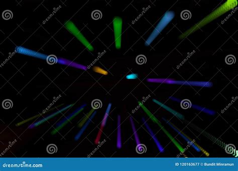 Abstract Pattern Of Colorful Bright Light In Zoom Blur Effect With Dark