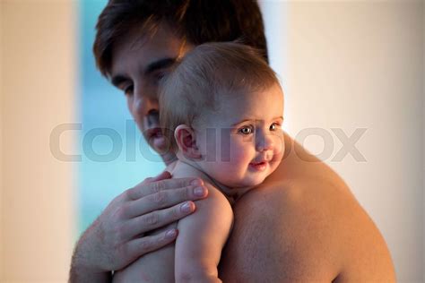 Father Hugging Daughter Stock Image Colourbox