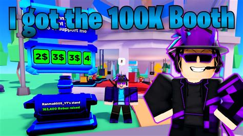 i got the 100k robux booth on pls donate youtube