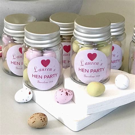Personalised Hen Party Ts Jar Favours By Tailored Chocolates And Ts