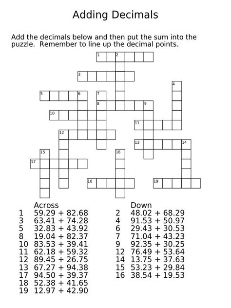 Free Crossword Puzzles For 6th Grade