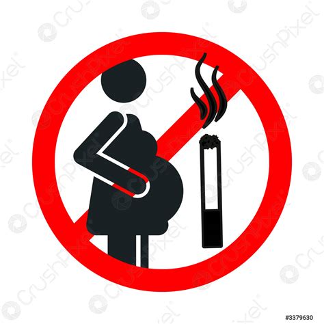 No Smoking During Pregnancy Red Forbidden Sign Isolated On White