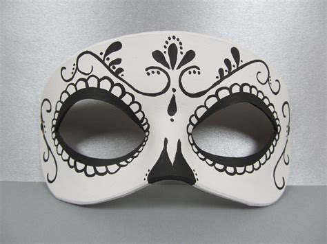 Day Of The Dead Swirl Black And White Leather Mask Unisex Etsy Day