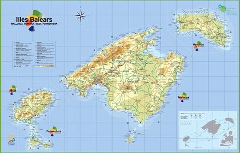 Подробные карты Балеарских островов Детальные печатные карты