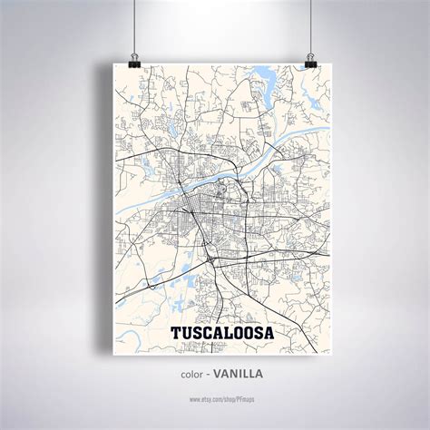 Tuscaloosa Map Print Tuscaloosa City Map Alabama Al Usa Map Etsy