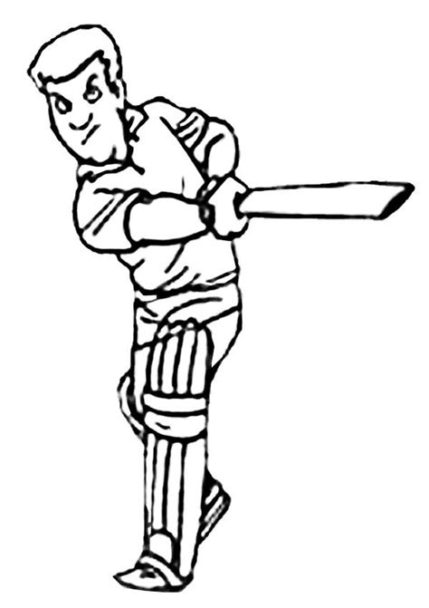 Free Online Cricket Batter Colouring Page Kids Activity Sheets Sport