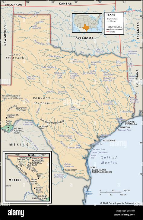 Physical Map Of Texas Stock Photo Alamy