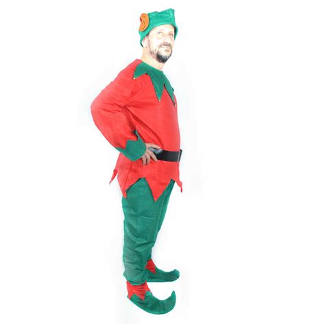 Adult Elf Costume Hat Shoes Christmas Fancy Dress Santas Helper Xmas