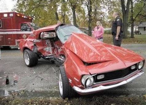 1967 Chevrolet Camaro Crashed Hard Right Side Car Crash Junkyard