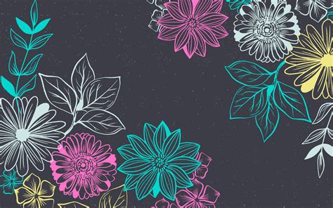 Download Wallpapers Retro Flower Texture Gray Background With Flowers