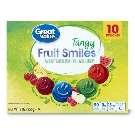 Great Value Tangy Fruit Smiles Snacks 9 Oz