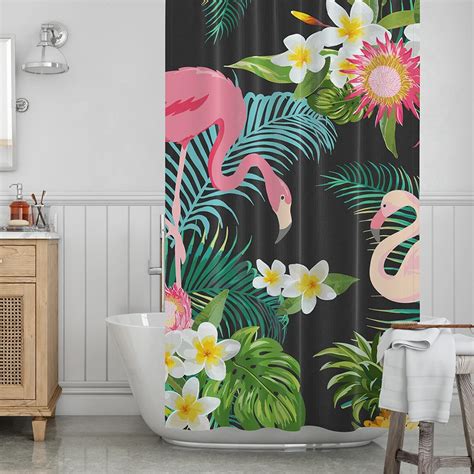 Buy Flamingo Print Shower Curtains Forest Colorful