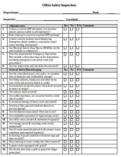 Are fire extinguishers inspected monthly and noted on the inspection tag? 11+ Safety Inspection Form Templates in Doc | PDF | Free ...