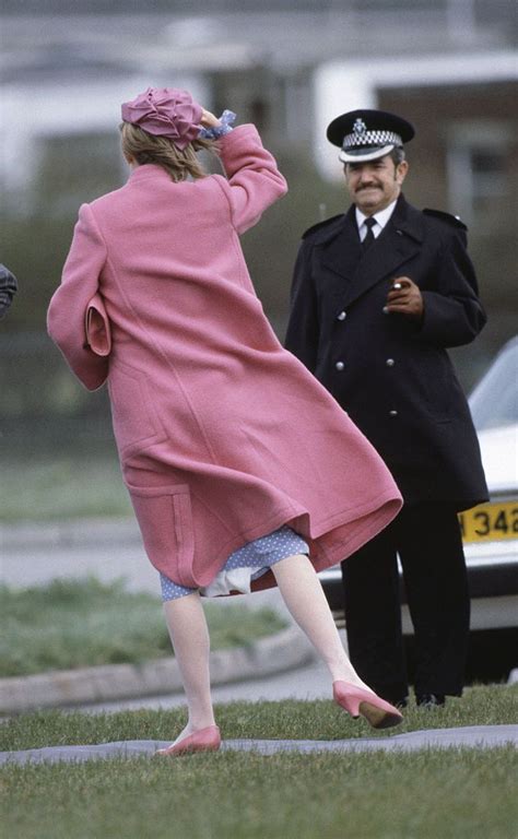 British Royalty Bridgend South Wales Circa 1983 Princess Diana Holds Her Hat As She Boards A