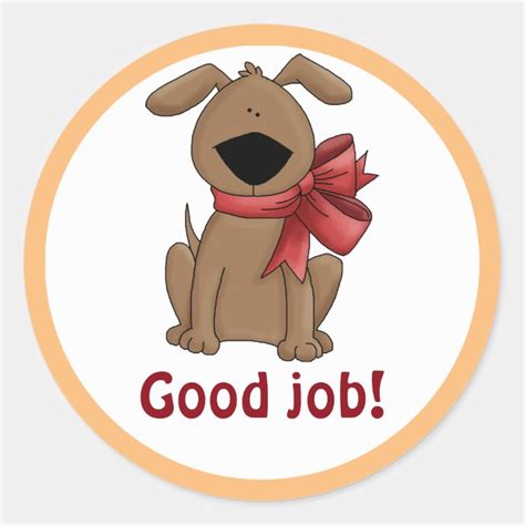 Cute Brown Puppy Dog Personalized Good Job Reward Classic Round Sticker