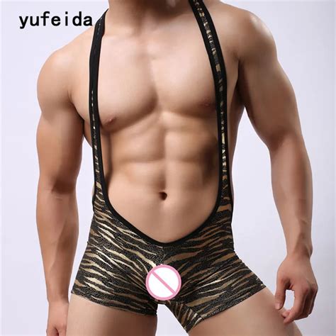 YUFEIDA New Men S Leopard Bodysuit Leotard Wrestling Sleeveless Shirts