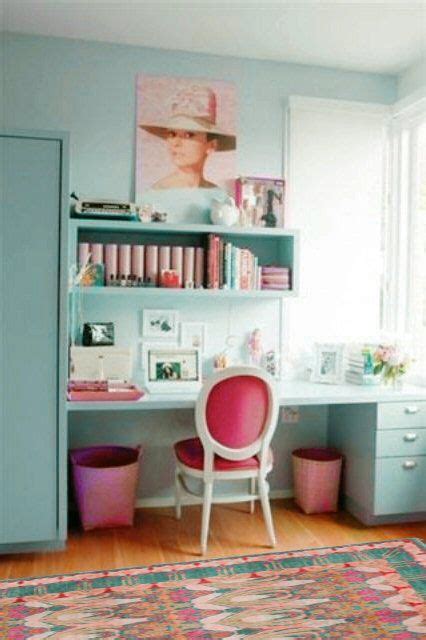 It's a color that exuberates classiness and elegance. Tiffany blue and pink Audrey themed home office | Feminine ...