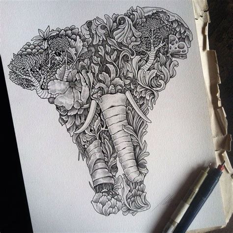 Intricate Pen Drawings Beautifully Combine Animals With Nature Pen