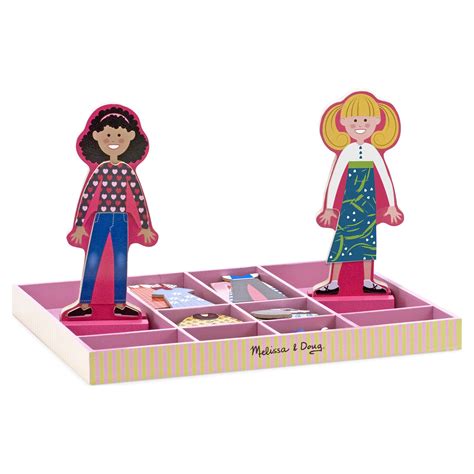 Melissa And Doug Abby And Emma Deluxe Magnetic Wooden Dress Up Dolls Play