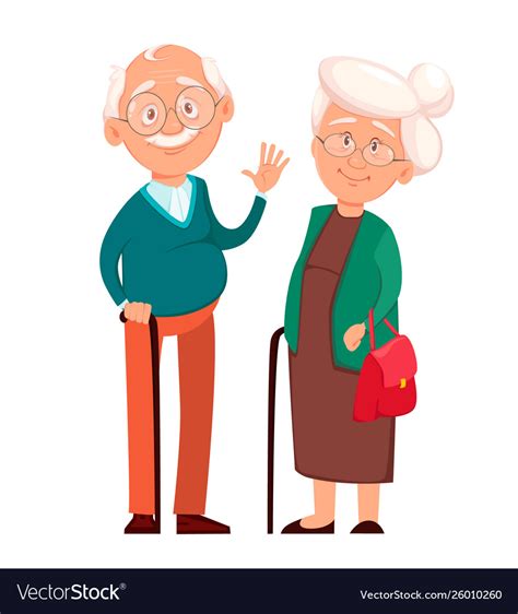 Grandmother Standing Together With Grandfather Vector Image