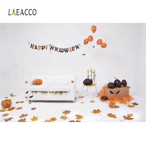 Laeacco Halloween Backgrounds Balloons Autumn Maples Party Festivals