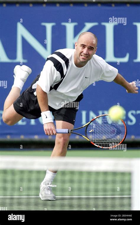 Mens Professional Tennis Player Andre Agassi In Action Stock Photo Alamy