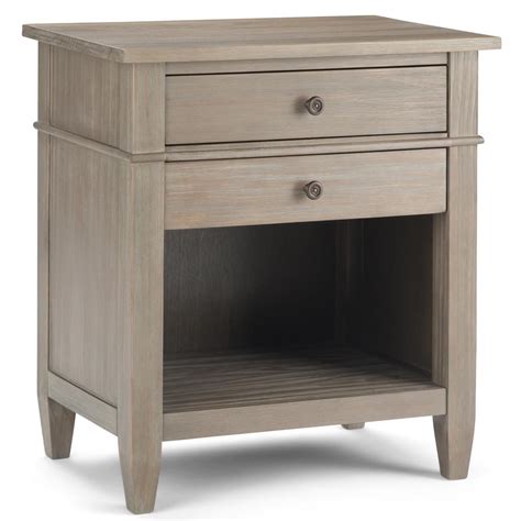 Comfortable, beautiful and practical bedside table is made of solid oak wood. Simpli Home Carlton 2-Drawer Solid Wood 24 in. Wide ...