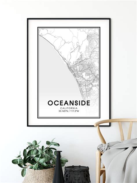 Oceanside California City Map Print City Map Wall Art Etsy