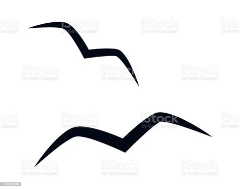 Flying Seagulls Silhouette Stock Illustration Download Image Now