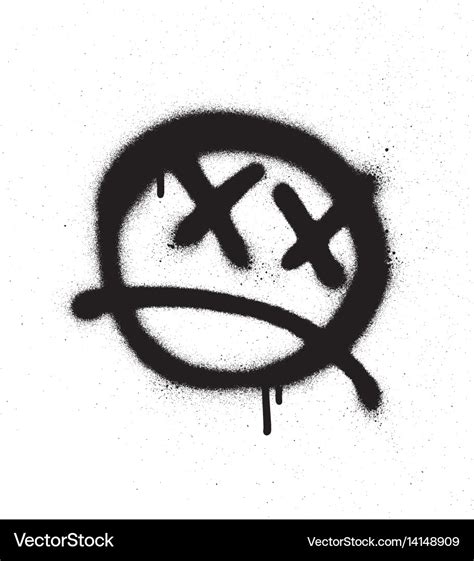 Graffiti Emoticon Face Sprayed In Black On White Vector Image Ffb