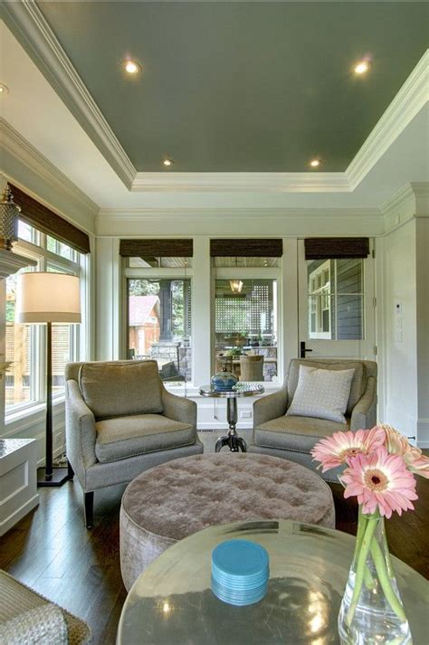 Painting your ceiling a dramatic or subtle color in a contrasting sheen from the walls gives the space another dimension and adds an unexpected twist. this creates an airy effect and can visually raise a ceiling, says yeo. Painted Ceiling Ideas. Tray Ceiling Paint Color Ideas. # ...