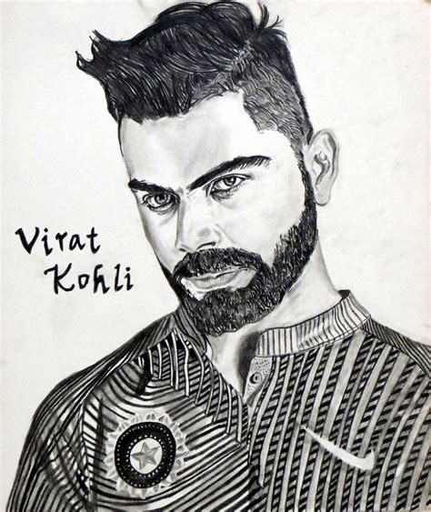 Virat Kohli Cricketer Pencil Sketch Realistic Drawingillustration For