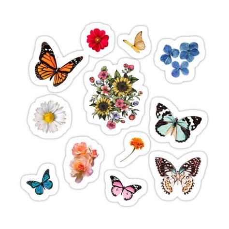 Flowers And Butterflies Sticker Pack Sticker By Monikizz In 2021