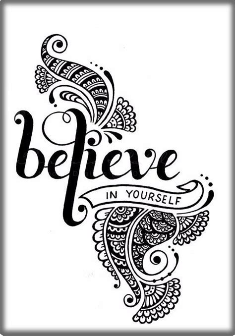 Believe In Yourself Tattoo Sign Henna Doodle Tattoo Signs Mandala