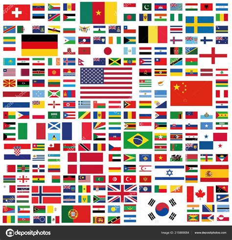 Tous Les Drapeaux Nationaux Monde Avec Des Noms Haute Qualité Image