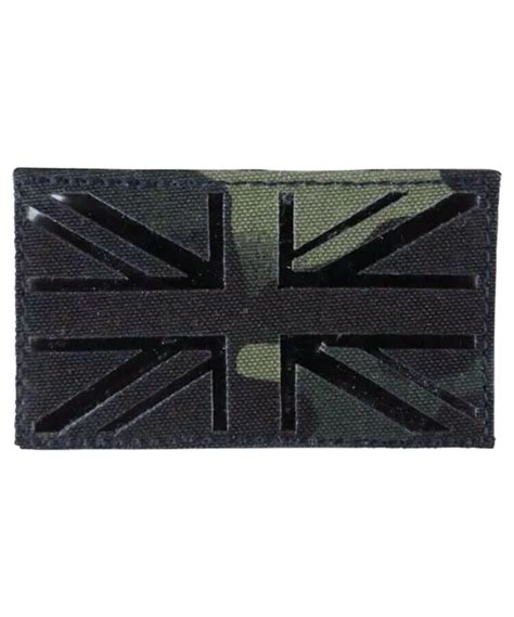 Btp Black Laser Cut Uk Flag Tactical Patch Hook Loop Morale Badge