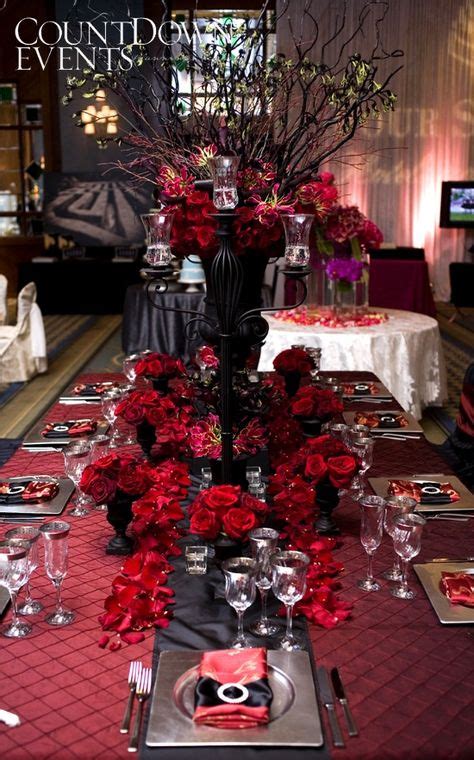 82 Table decor red and black ideas | red wedding, burlesque party