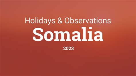 Holidays And Observances In Somalia In 2023