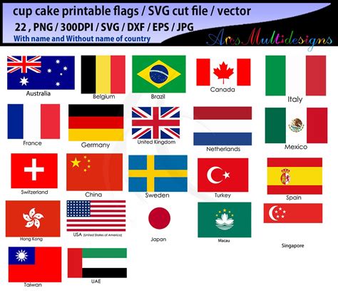 All Countries Flag American Country Flags Cake Topper Etsy