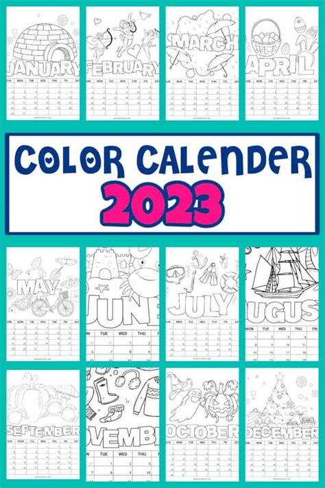 2023 Printable Coloring Calendar For Kids Made With Happy