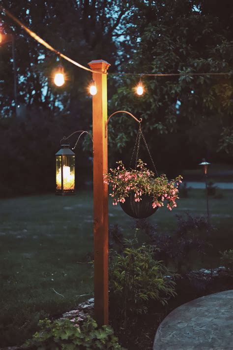 Diy Garden Posts For String Lights Cedar And Stone Farmhouse Backyard