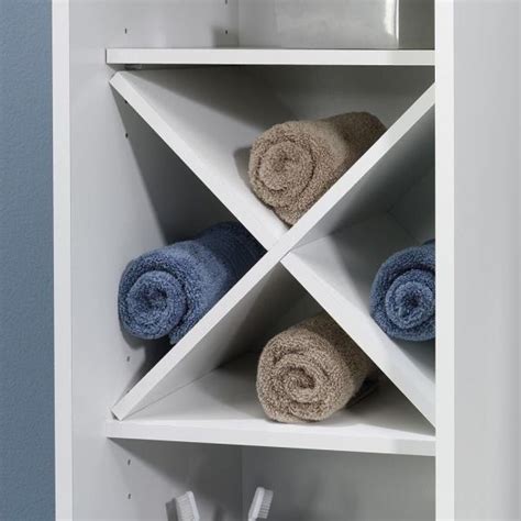 White Wooden Linen Tower Bathroom Towel Storage Floor Cabinet Organizer