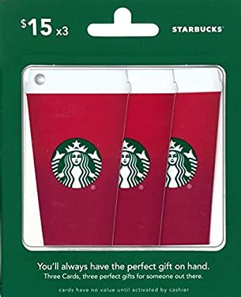 Amazon Com Starbucks Gift Cards Red Cup Multipack Of 3 15 Gift Cards