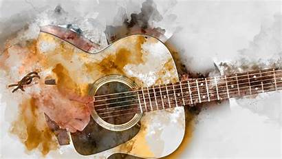 Guitar Acoustic Painting Playing Watercolor Instrument Musical
