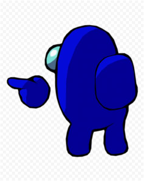 Hd Blue Among Us Character Back View Finger Hand Pointing Png Citypng