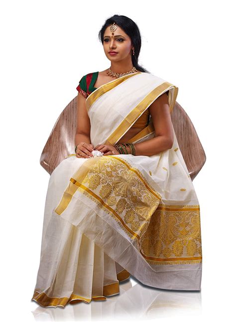 Moondu Sari Traditional Colours Of Kerala White And Gold Kerala Saree