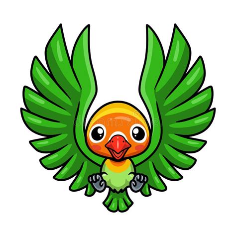 Cute Little Parrot Cartoon Flying Stock Vector Illustration Of Green